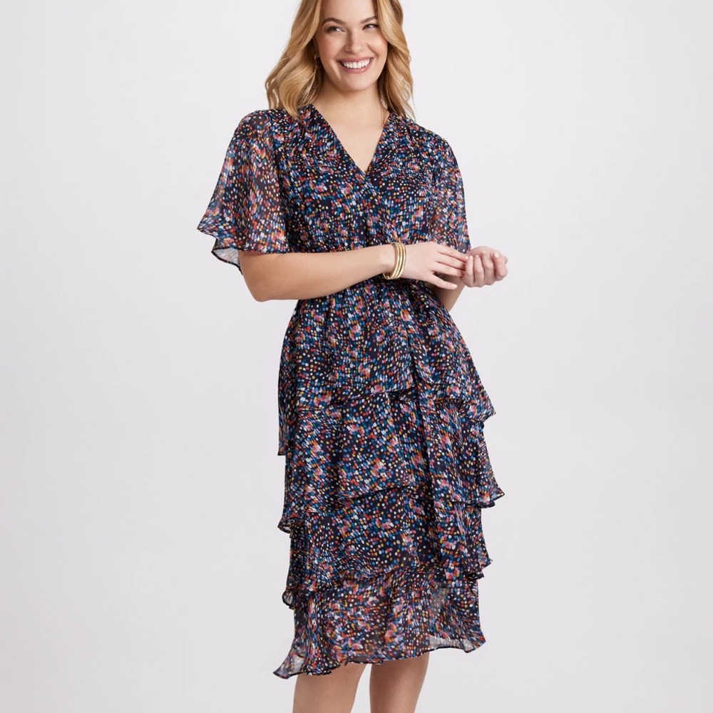 Sandra Darren confetti Midi Dress Size M - Picture 1 of 12